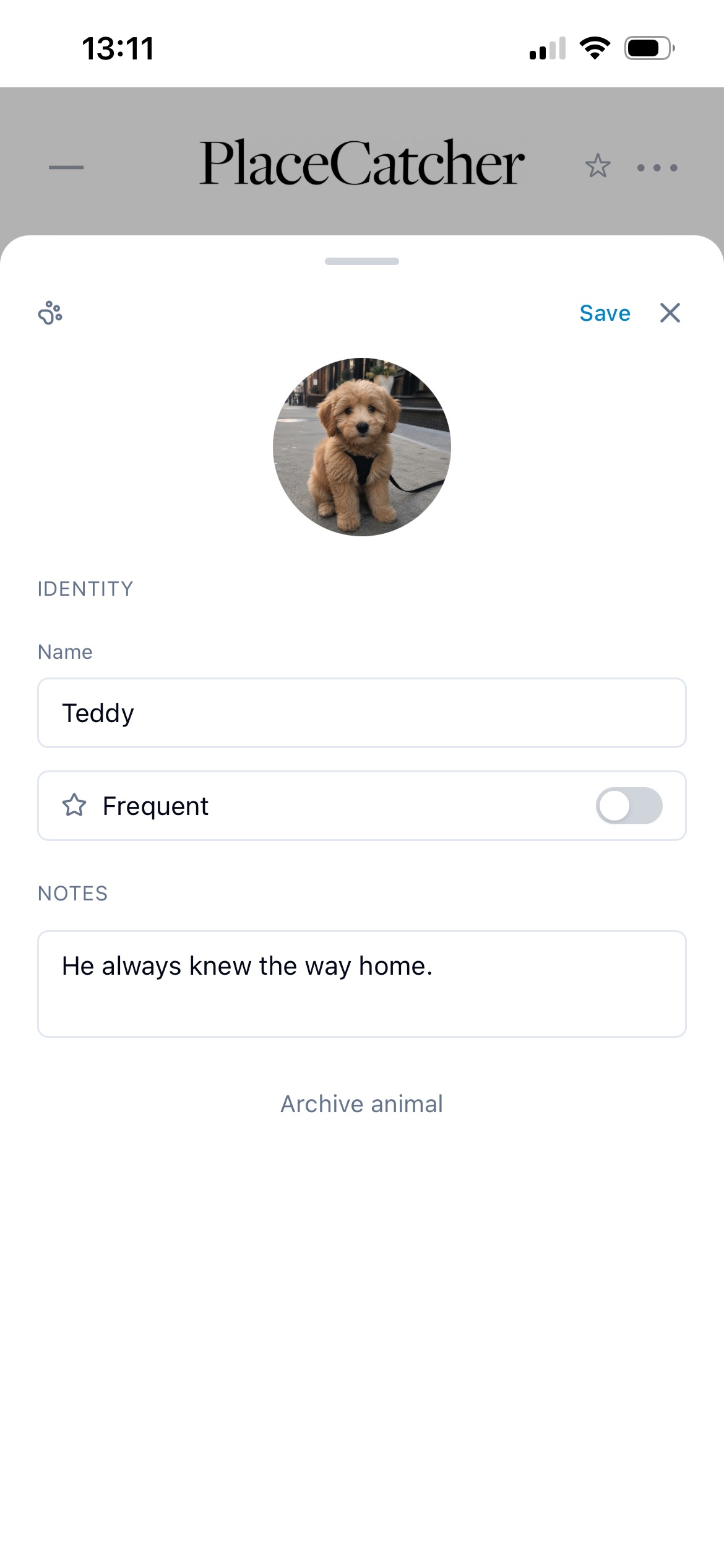 Animal profile